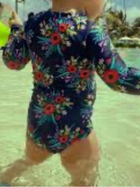 CAT & JACK Toddler Girls Long Sleeves Floral Print One Piece Swimsuit | 2T